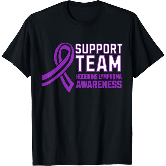 Matching Support Team Hodgkins Lymphoma Awareness Ribbon T-ShirtMen's and women's gift, black and white T-shirt, size: Extra large S-4XL