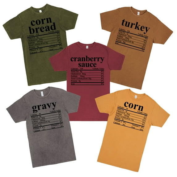 Matching Thanksgiving Shirt for Family and Friends - Funny Thanksgiving Meals Matching Outfit -Turkey Pumpkin Pie Mashed Potatoes T-shirt