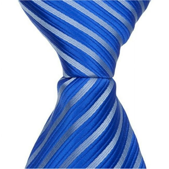 Matching Tie Guy 2435 B12 - 11 in. Zipper Necktie - Blue With Light Blue Stripes- 24 Month to 4T