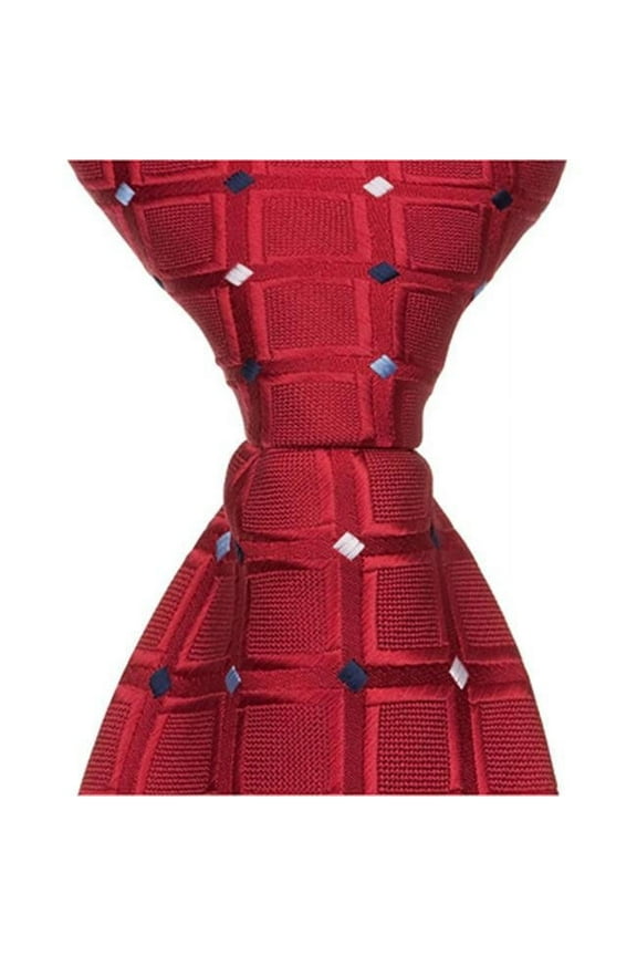 2647 R5 - 6 in. Newborn Zipper Necktie - Red With Squares