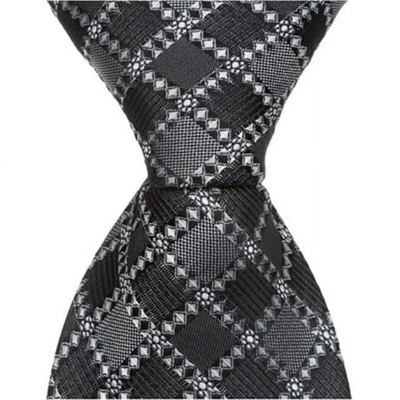 Matching Tie Guy 2705 S6 - 48 in. Necktie - Grey With Black Squares- 12-14