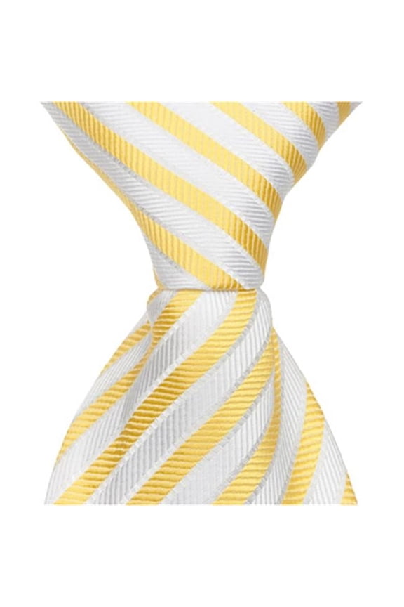 2736 Y3 - 11 in. Zipper Necktie - Yellow With White Stripes- 24 Month to 4T