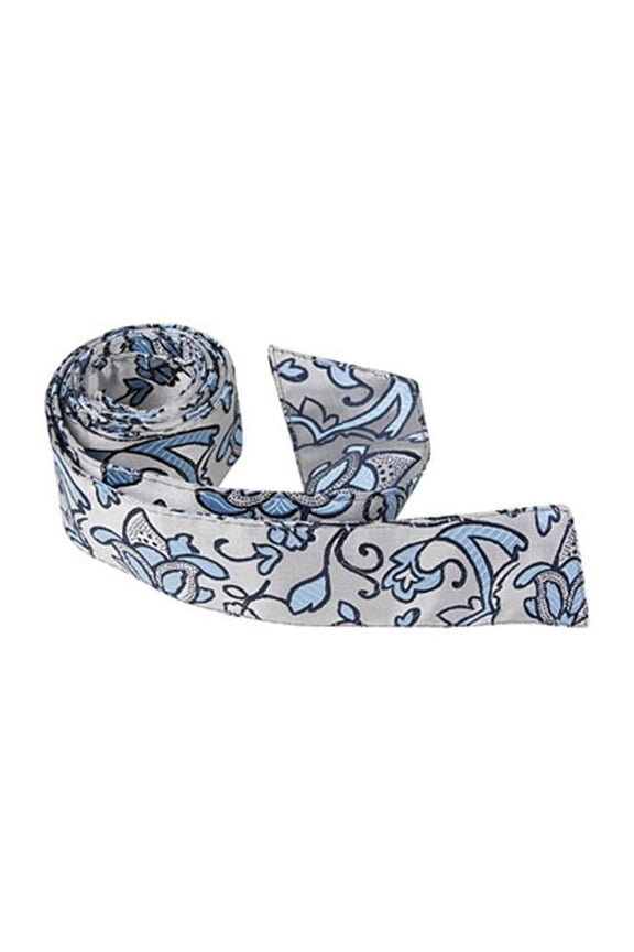 2790 S5 HT - 42 in. Child Matching Hair Tie - Silver With Blue Flowers
