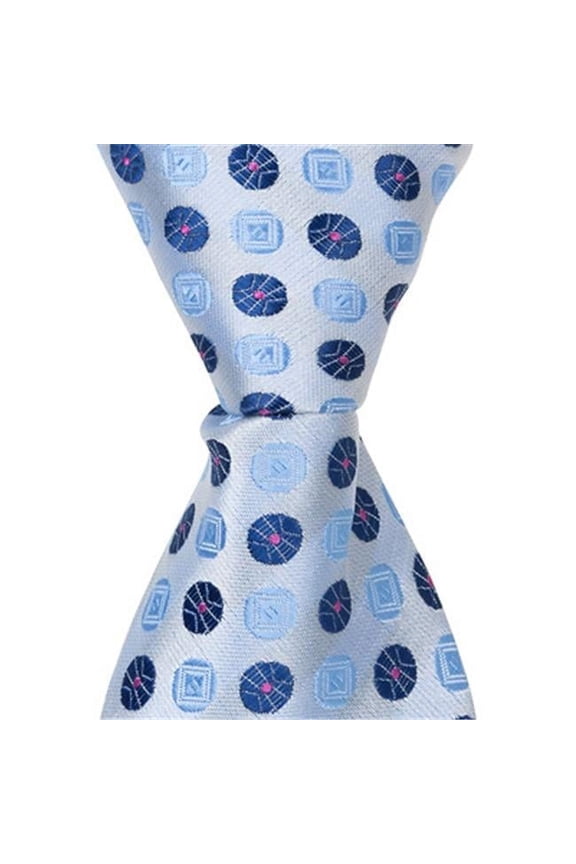 5251 XB21 - 9.5 in. Zipper Necktie - Blue- With Two Different Blue Polka Dots- 6 to 18 Month