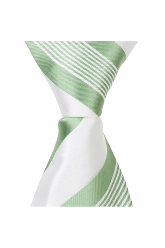 5283 XG25 - 9.5 in. Zipper Necktie - White With Green Stripes- 6 to 18 Month