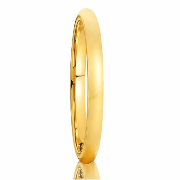 Matching Polished Gold-plated Tungsten Carbide Minimalist Ring