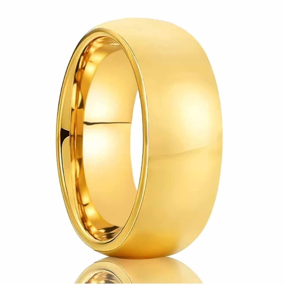Matching Polished Gold-plated Tungsten Carbide Minimalist Ring