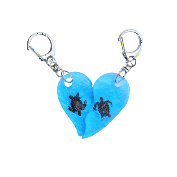 Matching Turtle Heart Keychain - Sea Turtle Gift for Couples, Ocean Creature Keychain