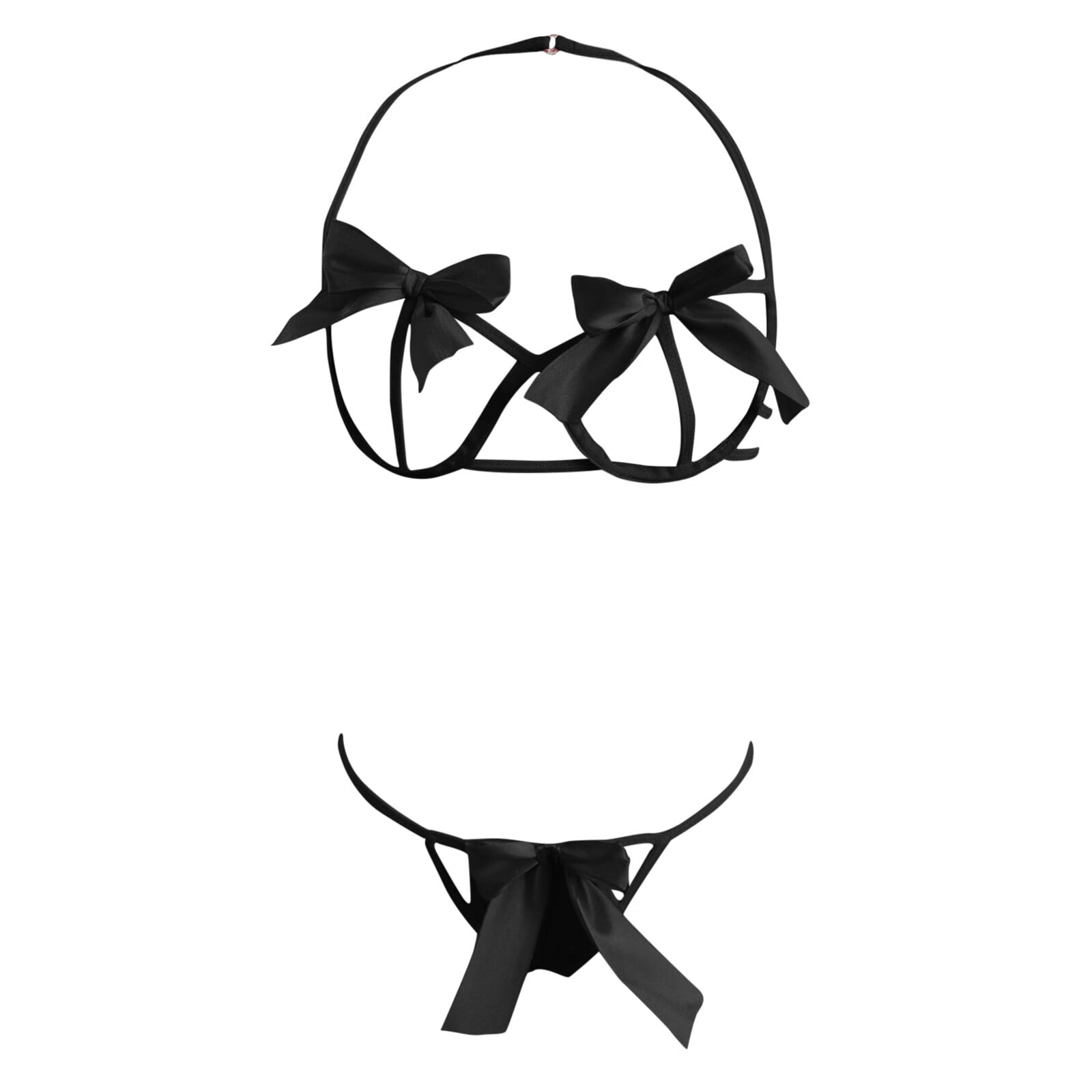 Matching Underwear Lace Bra Thong Plus Size Steel Ring Garter Matching