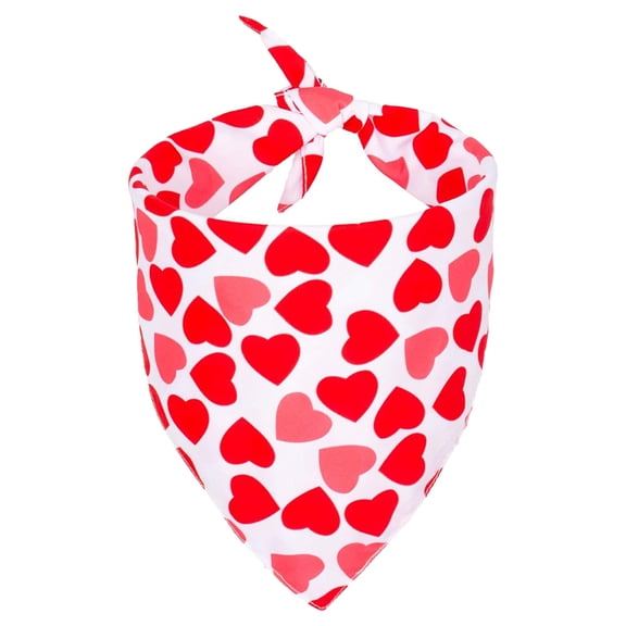 Matching Valentine's Bandana Set for Dogs, Reversible Triangle Scarf for Small Medium Large Dogs, Adjustable Size Gift White