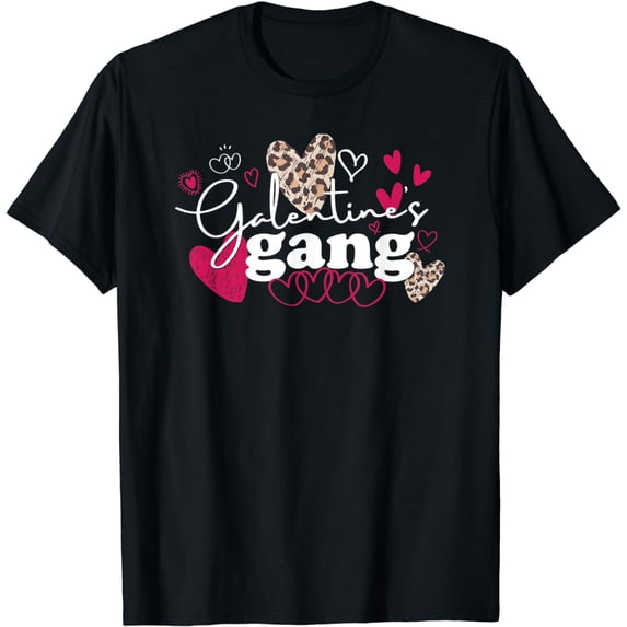 Matching Valentine's Day Galentines Gang Cute Leopard Hearts T-Shirt