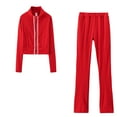 thumbnail image 1 of Matching sets for women summer Women Fashion Zipper Color Sweat Shirt And Pant Tracksuit Sport Suitcomfy cotton lounge vacation sets, 1 of 3