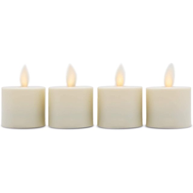 Matchless Flameless Tea Light Candles (4Pack, Ivory); Moving Flame LED