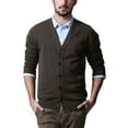thumbnail image 1 of Matchstick Men's Basic Long Sleeve V Neck Cardigan Cotton Knitted Sweater with Ribbing Edge (M-4XL), 1 of 5