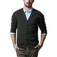 thumbnail image 1 of Matchstick Men's Basic Long Sleeve V Neck Cardigan Cotton Knitted Sweater with Ribbing Edge (M-4XL), 1 of 5