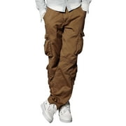 Matchstick Mens Retro Relaxed Plus Size Cargo Pants with Multi Pockets