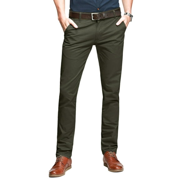 Matchstick Men’s Slim-Fit Flat Front Tapered Casual Chino Pants
