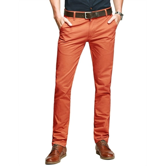 Matchstick Men’s Slim-Fit Flat Front Tapered Casual Chino Pants