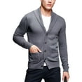 thumbnail image 1 of Matchstick Men's V-Neck Shawl Collar Button-up Cardigan Cotton Knitted Sweater with Pockets, 1 of 9