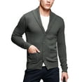 thumbnail image 1 of Matchstick Men's V-Neck Shawl Collar Button-up Cardigan Cotton Knitted Sweater with Pockets, 1 of 9