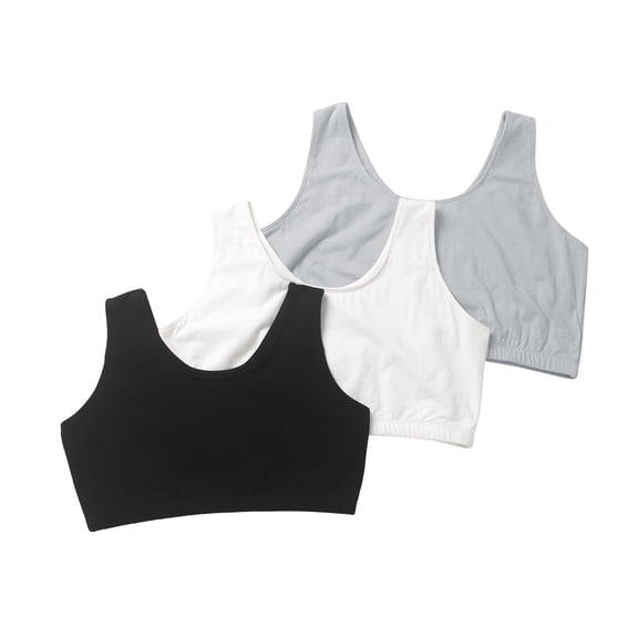 Matchstick Women Cotton Sports Bras Plus Size Wireless Bralette Top, 3-Pack