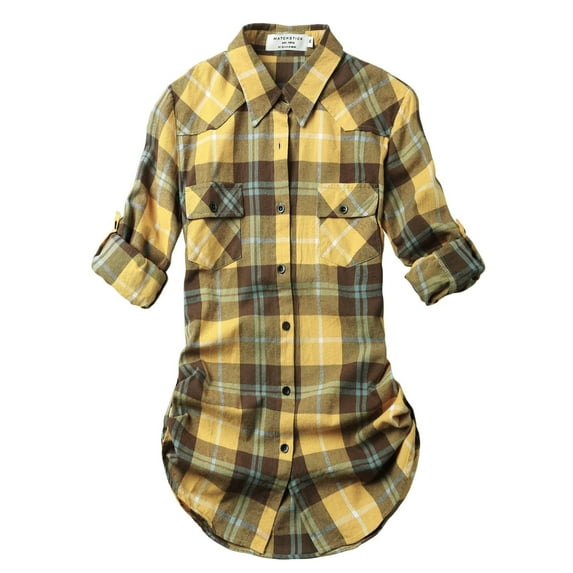 Matchstick Women Long Sleeve Flannel Plaid Checked Shirt (XS-XXL)