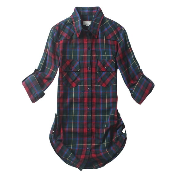 Matchstick Women Long Sleeve Flannel Plaid Checked Shirt (XS-XXL)