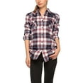 thumbnail image 1 of Matchstick Women Long Sleeve Flannel Plaid Checked Shirt (XS-XXL), 1 of 5