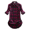 thumbnail image 1 of Matchstick Women Long Sleeve Flannel Plaid Checked Shirt (XS-XXL), 1 of 5