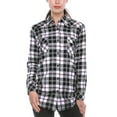thumbnail image 1 of Matchstick Women Long Sleeve Flannel Plaid Checked Shirt (XS-XXL), 1 of 8