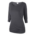 thumbnail image 1 of Matchstick Women's 3/4 Dolman Sleeve Banded Waist T-Shirt Solid Tunic Top (S-3XL), 1 of 4