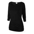 thumbnail image 1 of Matchstick Women's 3/4 Dolman Sleeve Banded Waist T-Shirt Solid Tunic Top (S-3XL), 1 of 4