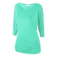 thumbnail image 1 of Matchstick Women's 3/4 Dolman Sleeve Banded Waist T-Shirt Solid Tunic Top (S-3XL), 1 of 4