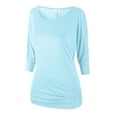 thumbnail image 1 of Matchstick Women's 3/4 Dolman Sleeve Banded Waist T-Shirt Solid Tunic Top (S-3XL), 1 of 4
