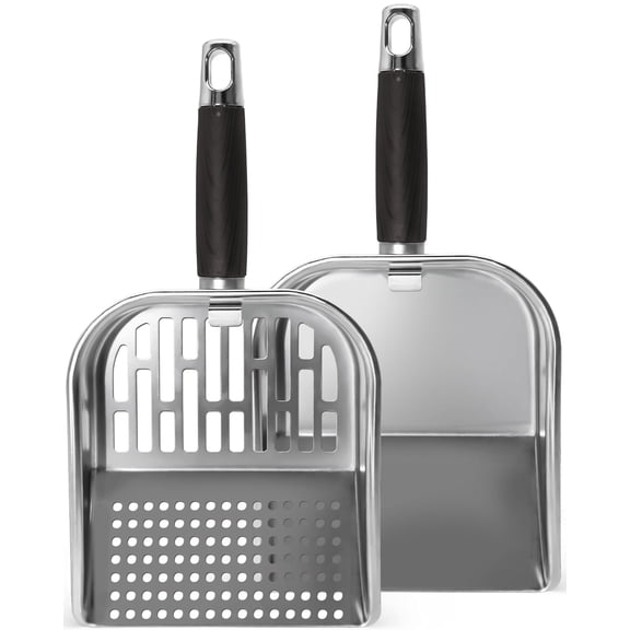 Matchwaves Griddle Scoop for Blackstone with a Any-Edge Hook, Stainless Steel Griddle Portable Food Mover for Stir Fry and Move Food, Classic & Sifting Grill Shovel, 2 Pack