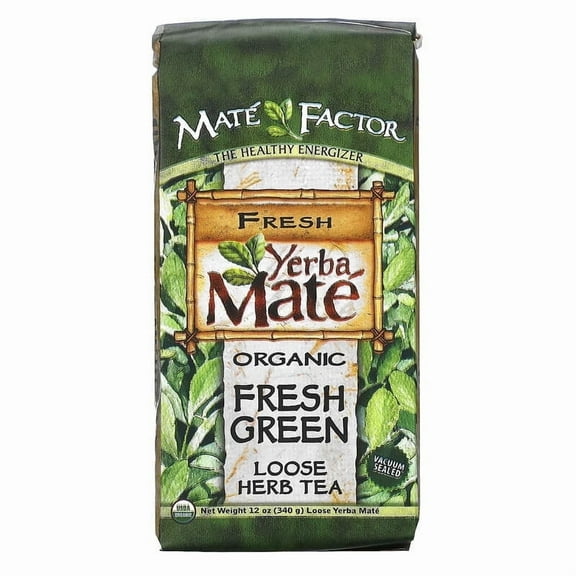 Mate Factor, Organic Yerba Mate, Fresh Green, Loose Herb Tea, 12 oz Pack of 4