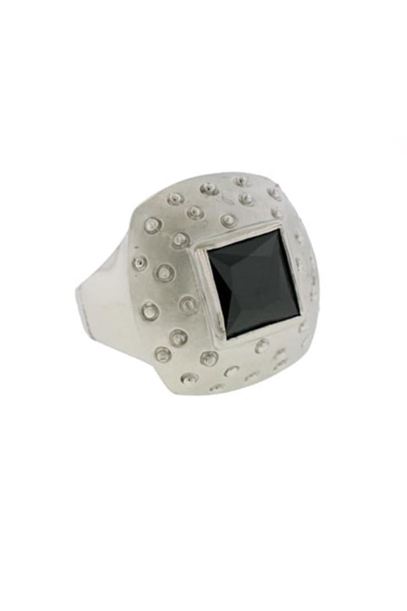 Mate Rhodium Jet Black Ring Austrian Crystal