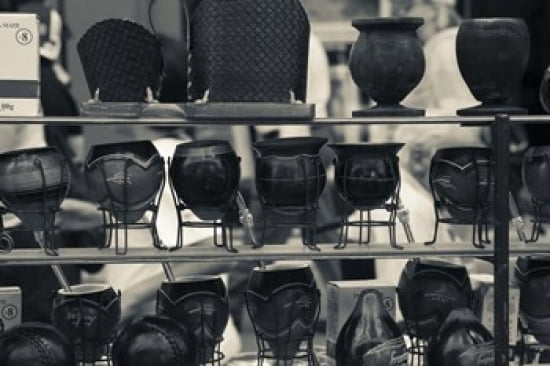 Mate cups at a market stall Plaza Constitucion Montevideo Uruguay Canvas Art - Panoramic Images (24 x 16)