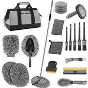 MateAuto 25Pcs Car Detailing Kit with Extendable Wash Mop, Interior & Exterior Cleaning Tools, Car Wash Brush Set for Wheels, Tires, Vents, Glass