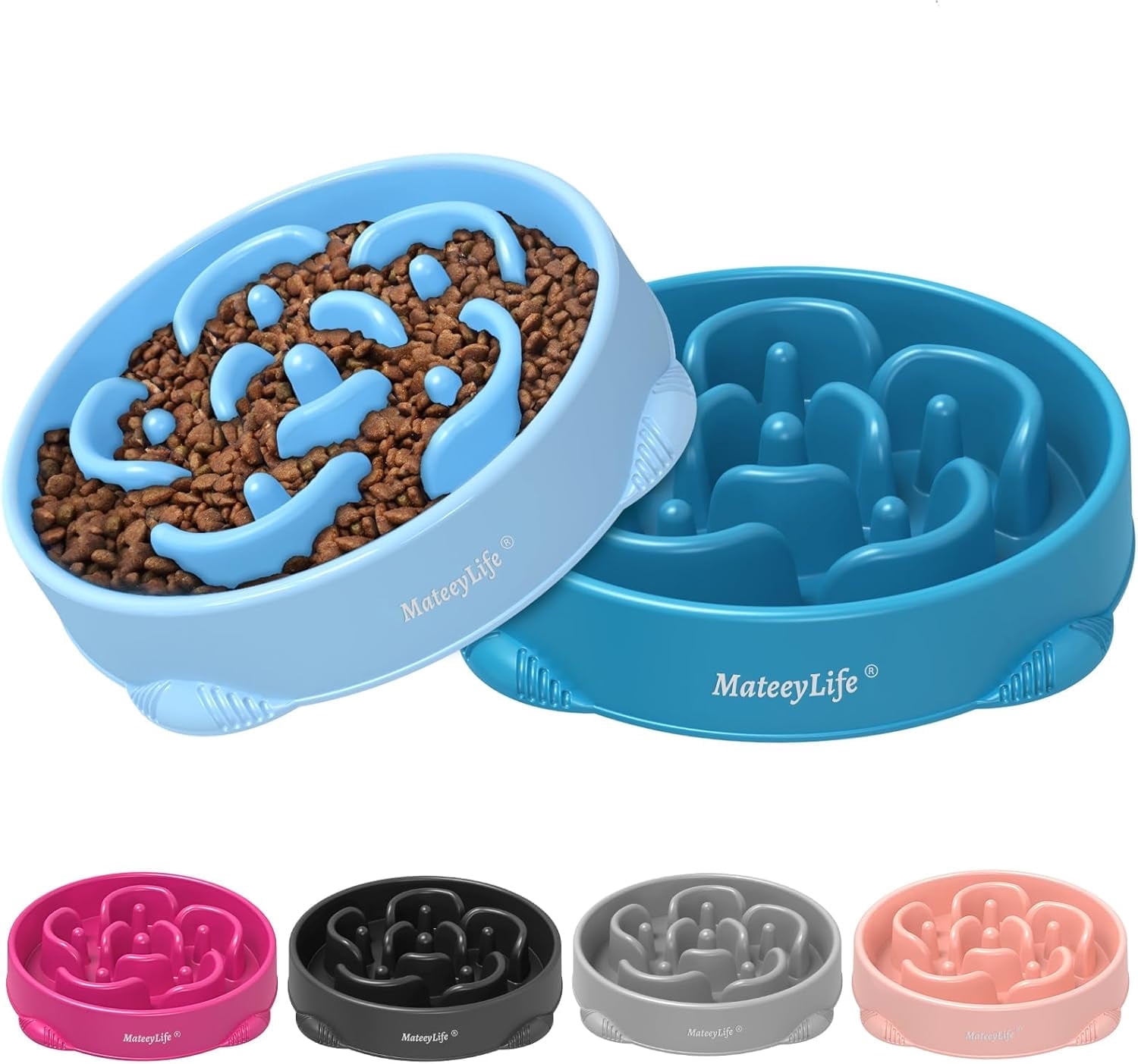 View of MateeyLife Large Slow Feeder Dog Bowls 2PCS, Anti-Choking Puzzle Dog ...