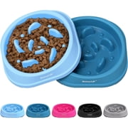 MateeyLife Slow Feeder Dog Bowls 2PCS, Non Slip Cat Food Bowls, Bloat Stop Maze Dishes, Interactive Feeder for Small Breeds 1 Cup LightBlue&DarkBlue
