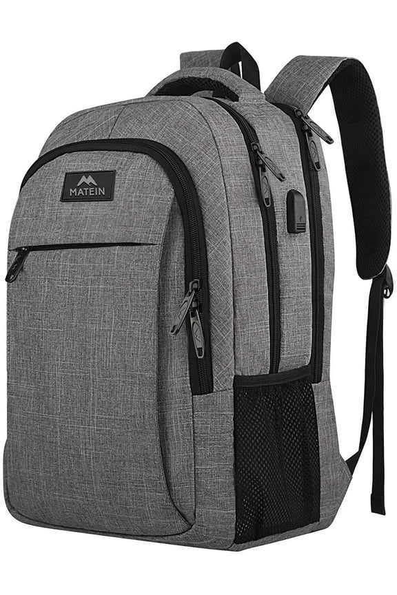 Travel Laptop Backpack, Business Anti Theft Slim Durable Laptops Backpack with USB Charging Port, Water Resistant College School Computer Bag Gifts for Men & Women Fits 15.6 Inch Notebook, Grey