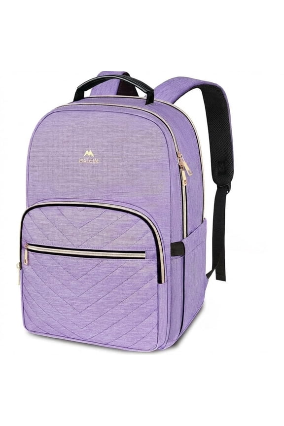 15.6 in Laptop Backpack for Women, Waterproof Computer Backpacks for School Work Travel, Purple