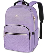 Matein Fashion Laptop Backpack for Women, 15.6inch Waterproof Work School Bag with Anti-theft Pocket and Luggage Strap, Purple