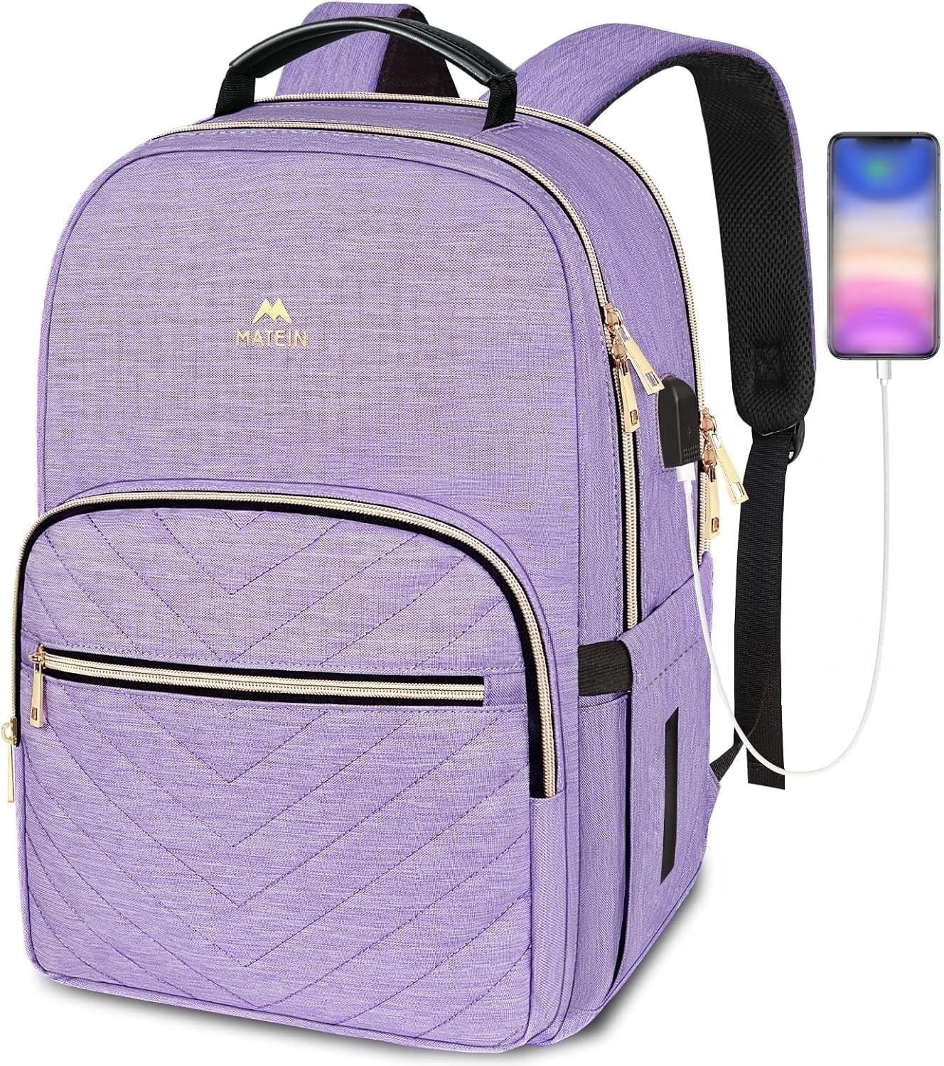 MATEIN Anti-Theft Laptop Backpack For Men & Women - 17.3" Laptop Compartment, USB Charging Port, Water Resistant