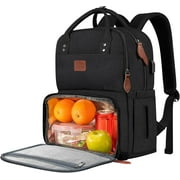 Matein 15.6in Laptop Backpack, Insulated Cooler Work Backpacks with Lunch Box and USB Port for Men Women, Black