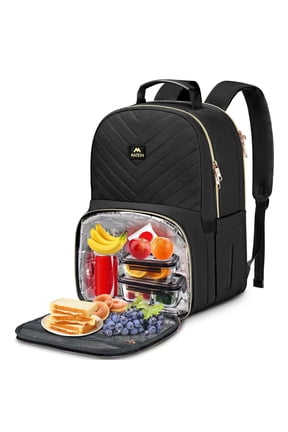 Work Backpack with Insulated Lunch Compartment, 15.6in Waterproof Laptop Backpack with Anti-theft Pocket, Black