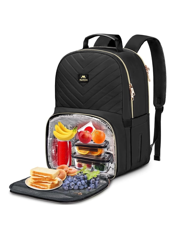 Work Backpack with Insulated Lunch Compartment, 15.6in Waterproof Laptop Backpack with Anti-theft Pocket, Black