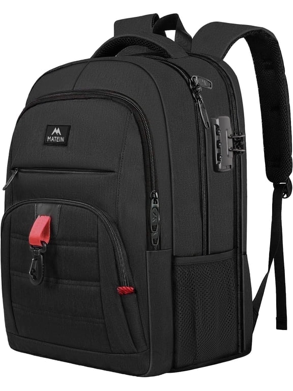 17in Business Laptop Backpack for Men, Waterproof Backpack with Lock for Work Travel School, Black