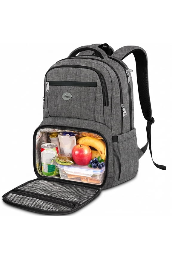 17in Work Backpack Airline Approved Waterproof Travel Backpack with Lunch Compartment for Men Women, Gray